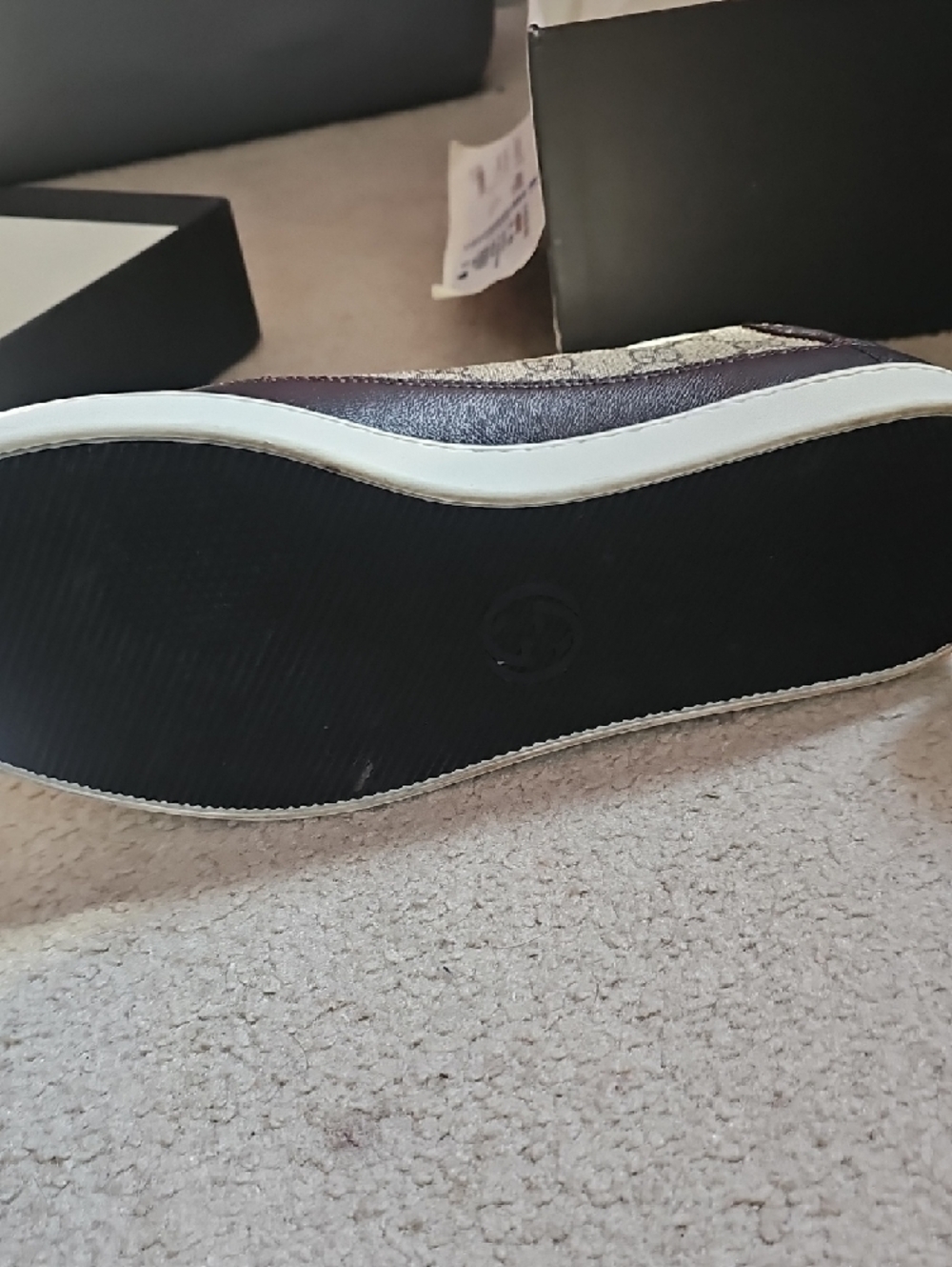 Gucci Brown & Beige Monogram Low-Top Sneakers - Picture 6 of 15